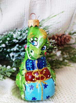 Елочное украшение "Дракон с подарками 2" (Символ года), в подарочной упаковке h=9см.